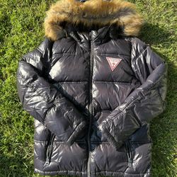 Guess Puffer Hoodie Zip Up Jacket