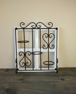 Wall hanging plant holder iron and wood