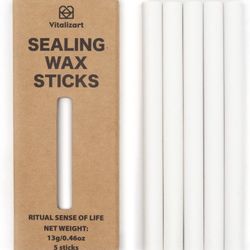 5 pcs Sealing Wax Sticks for Wax Seal Stamp Compatible with Glue Gun Hot Melt Wax Sticks- Pearl White for Birthday Cards, Wedding Invitations, Envelop