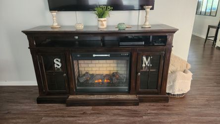 Tv stand with fireplace solid wood