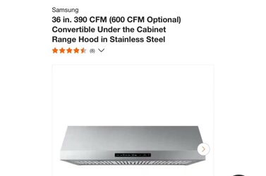 Samsung NK36N7000US. 36" Under Cabinet Smart Range Hood. 4-Speed/390 CFM NEW