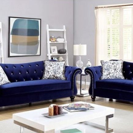 Brand New Super Plush Blue Sofa & Loveseat (Pillows Included)