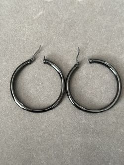 Tube Hoop Earrings in Black IP Stainless Steel