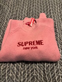 Supreme Flocked Logo Sweater (pink)