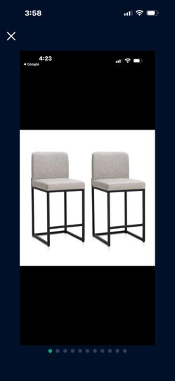 Set of 2 faux Leather Bar Stools Counter Height Kitchen Stools with Back Support 24".