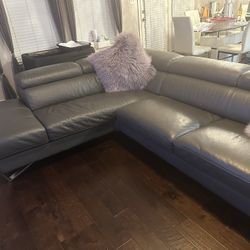 ✨ Luxury Modern Grey Leather Sectional ✨