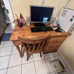 WOODEN DESK AND CHAIR