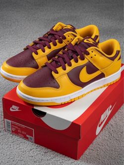 🏀 NIKE DUNK LOW RETRO GOLDENROD YELLOW MAROON SIZE 8.5 MENS USED WITH BOX 🏀