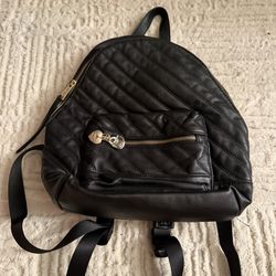 Juicy Couture Black Quilted Mini Backpack Gold Hardware Charm Y2K Style