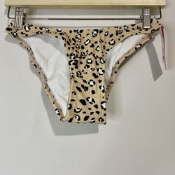 Xhilaration Women’s High Leg Scoop Waist Bikini Swim Bottom Tan Animal Print NWT