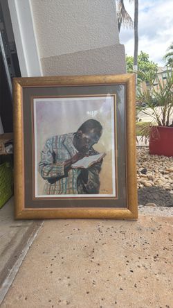 Framed Watercolor Portrait Painting