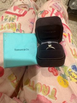 Tiffany & Co. 0.53 CT Princess Cut Diamond Platinum Ring w/ Certificate