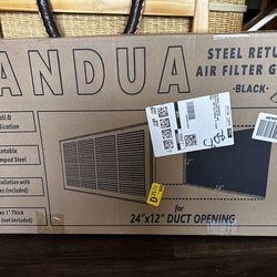 Duct opening black Grill 24” by 12” steel brand new with hardware