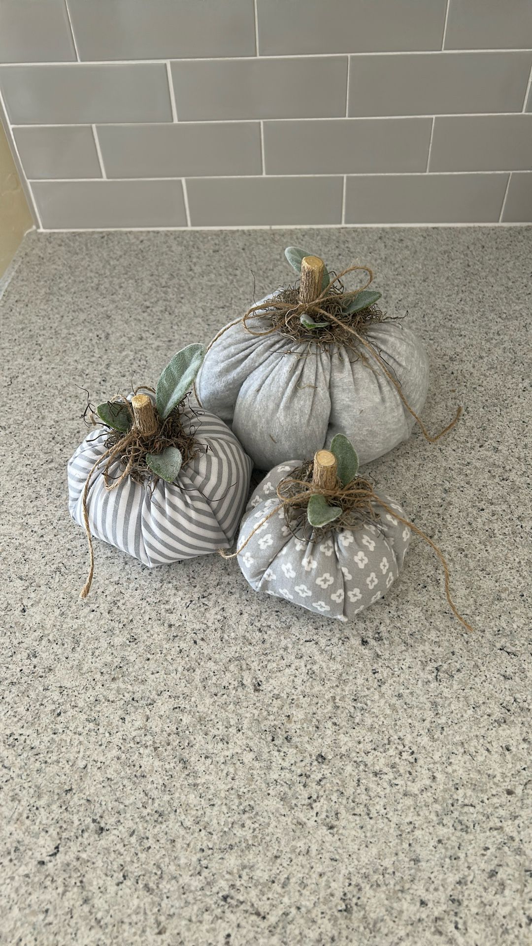 Farmhouse Fall Halloween Home Decor Fabric Gray & White Pumpkin set! OCOTILLO & COOPER- PICK UP ONLY