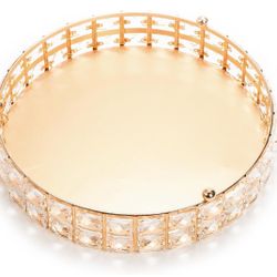 Crystal Cake Display Stand with Mirror 13.25