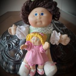 Vintage Cabbage Patch Kids Small Plush And Miniature PVC Dolls