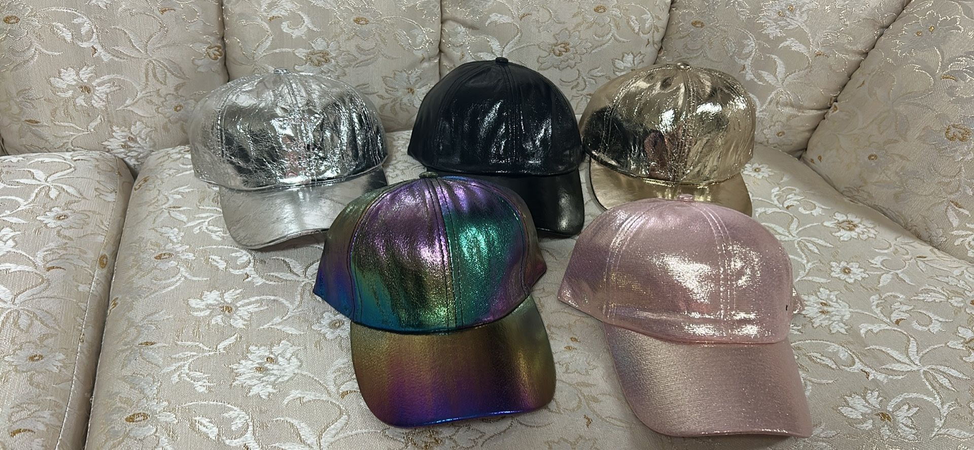 Women Men Baseball Cap Hats Shiny Snapback Rainbow Adjustable Hip Hop Style Chic
