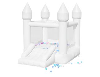 White Bounce House, PVC Material, Bounce House for Kids 3-6 with Blower, Bouncy House for Toddlers 1-3 with Slide Indoor Outdoor, 8.9ft L x 6ft W x 7.