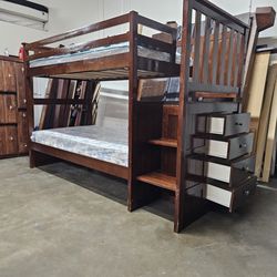 Twin bunk bed and mattress