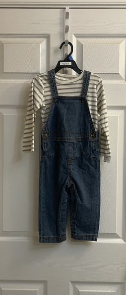 Brand New Boys Denim Overalls With Stripe Tee Size 24 Months 