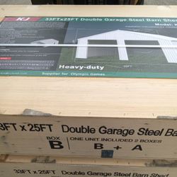K3325 New Metal Double Garage Building. 33ft By 25ft