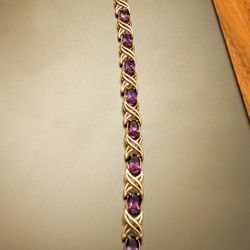 Real 14k Gold w Amethyst Bracelet