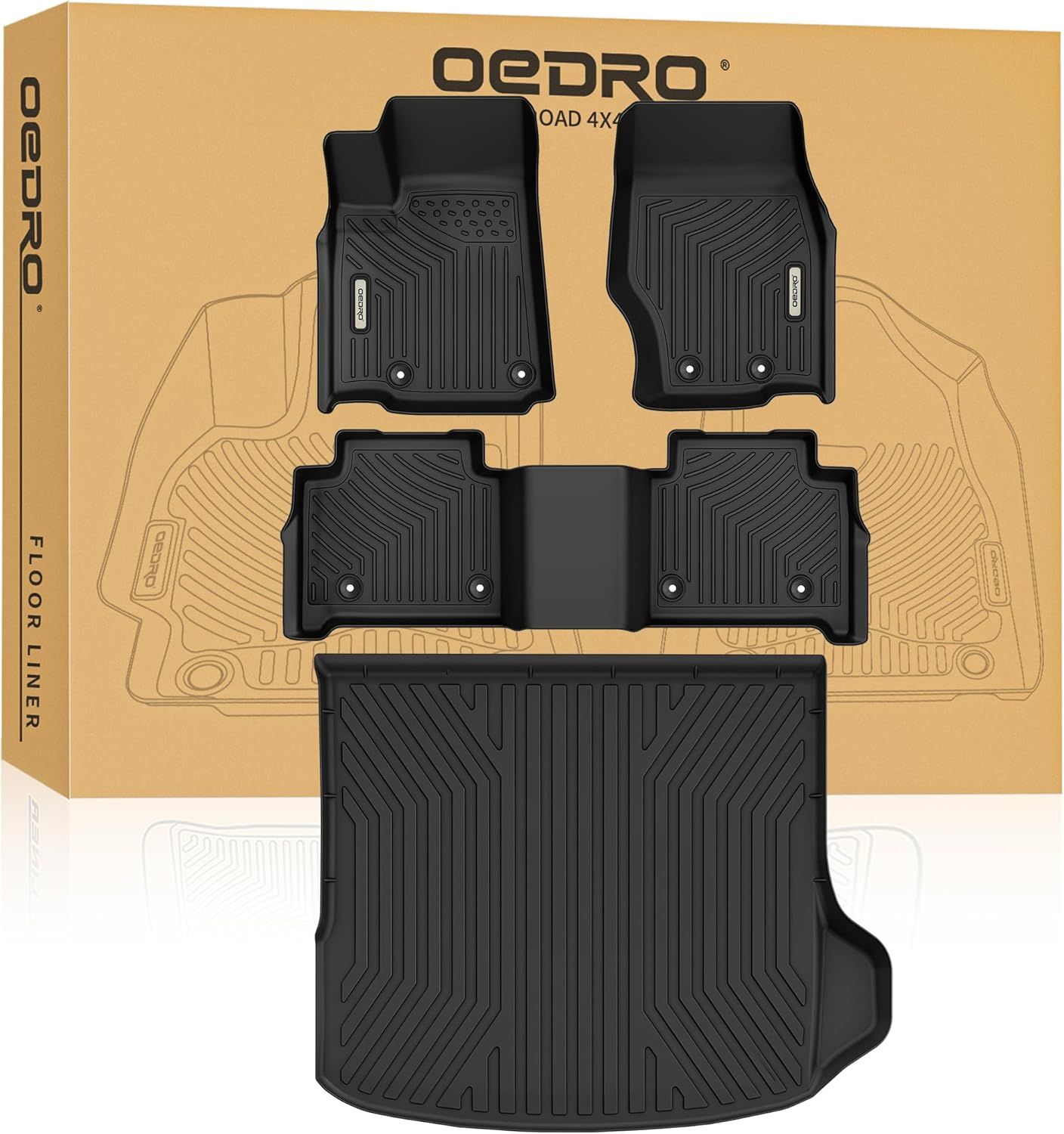 1236 OEDRO Floor Mats Set Fit for Jeep Grand Cherokee 2025-2022 (Includes 4xe, NOT for L or WK) β 5 Seat