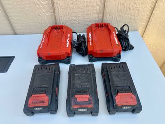 Lot of 5 Hilti C 4-22 Li-Ion Battery Charger 2 And 3 / 21.6V Batteries Power Tools Working MAKE OFFER