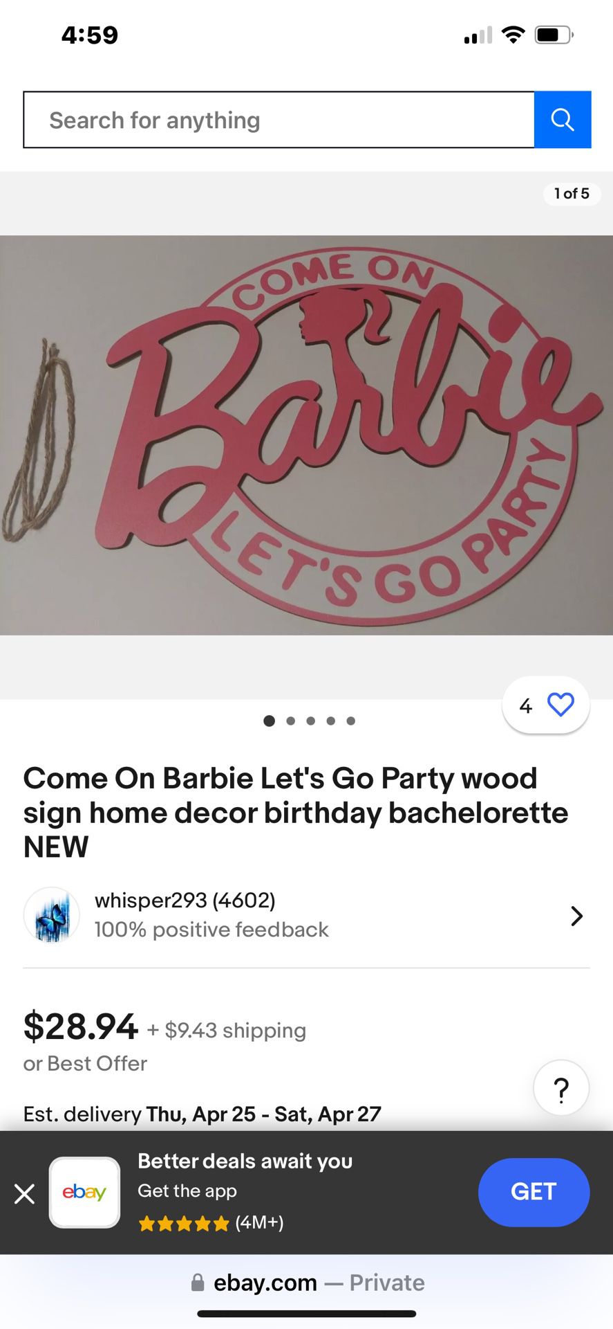 Barbie Wood Sign