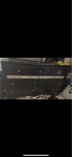 Black and silver dresser