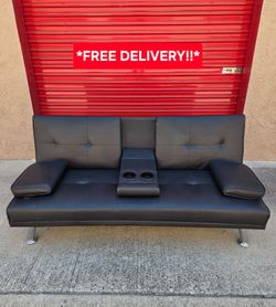 Futon Sofa with Cupholders