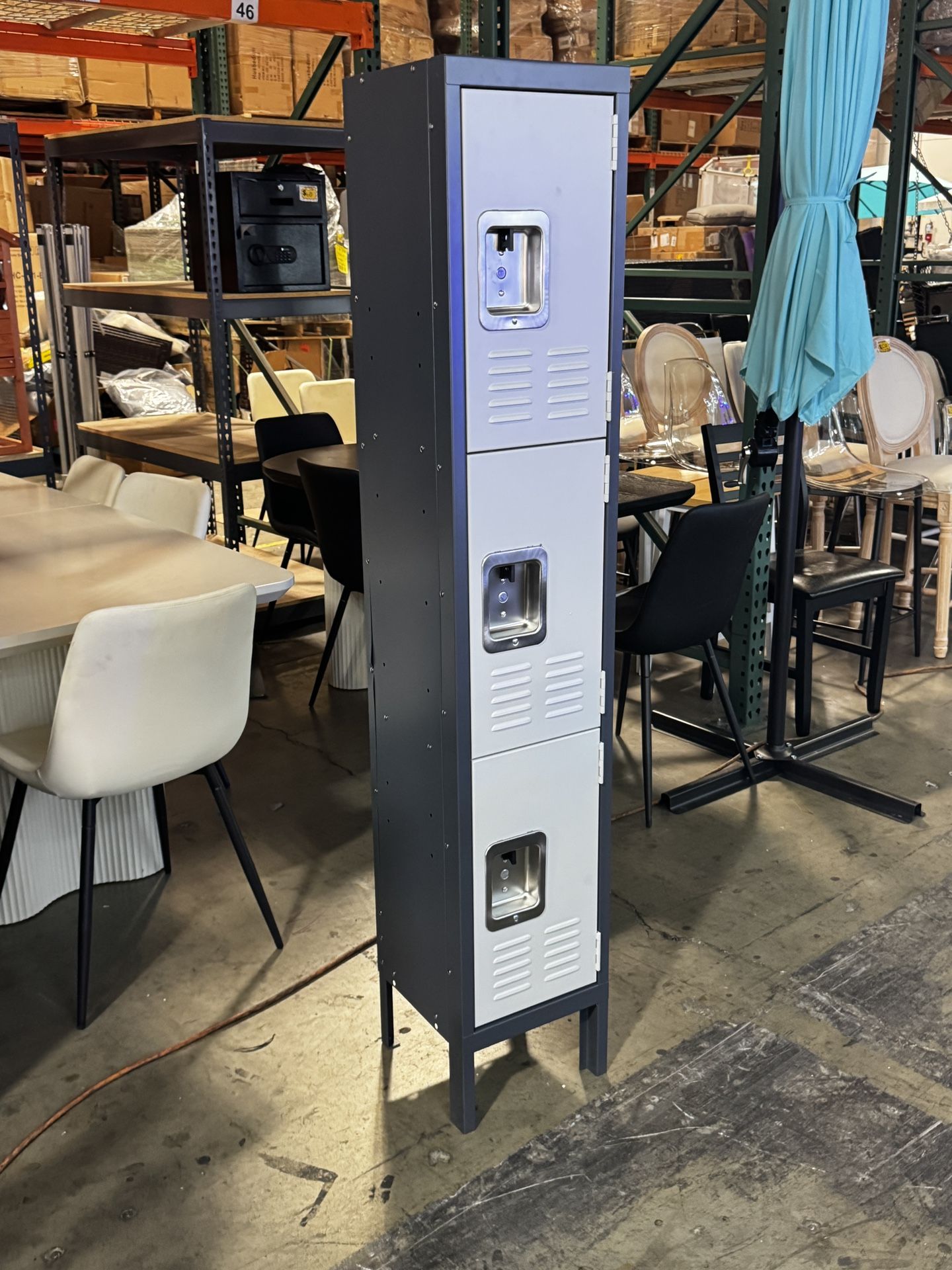 New 66” Assembled Metal Locker 3 Doors for Employee Gym Locker 3 Tier Shelves Storage Locker in