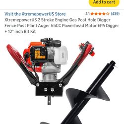 Post hole digger with 12” bit