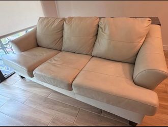 Modern Beige Leather Couch