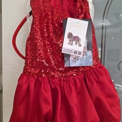 Jessica Simpson Pet Red Sequin Dress With Headband