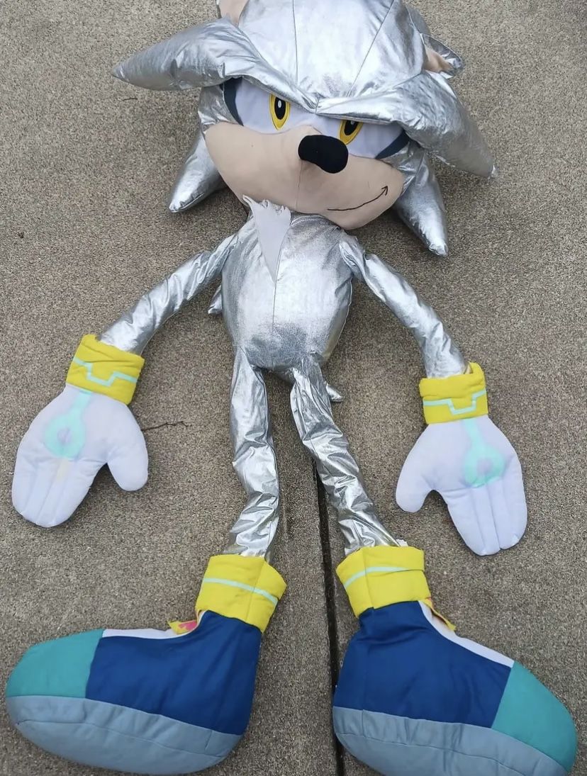 🔥 Sonic the hedgehog SILVER 54" Giant plush . ( not shadow tails robotnik metal knuckles eggman