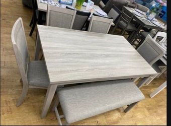 6-pc dining table set light Gray