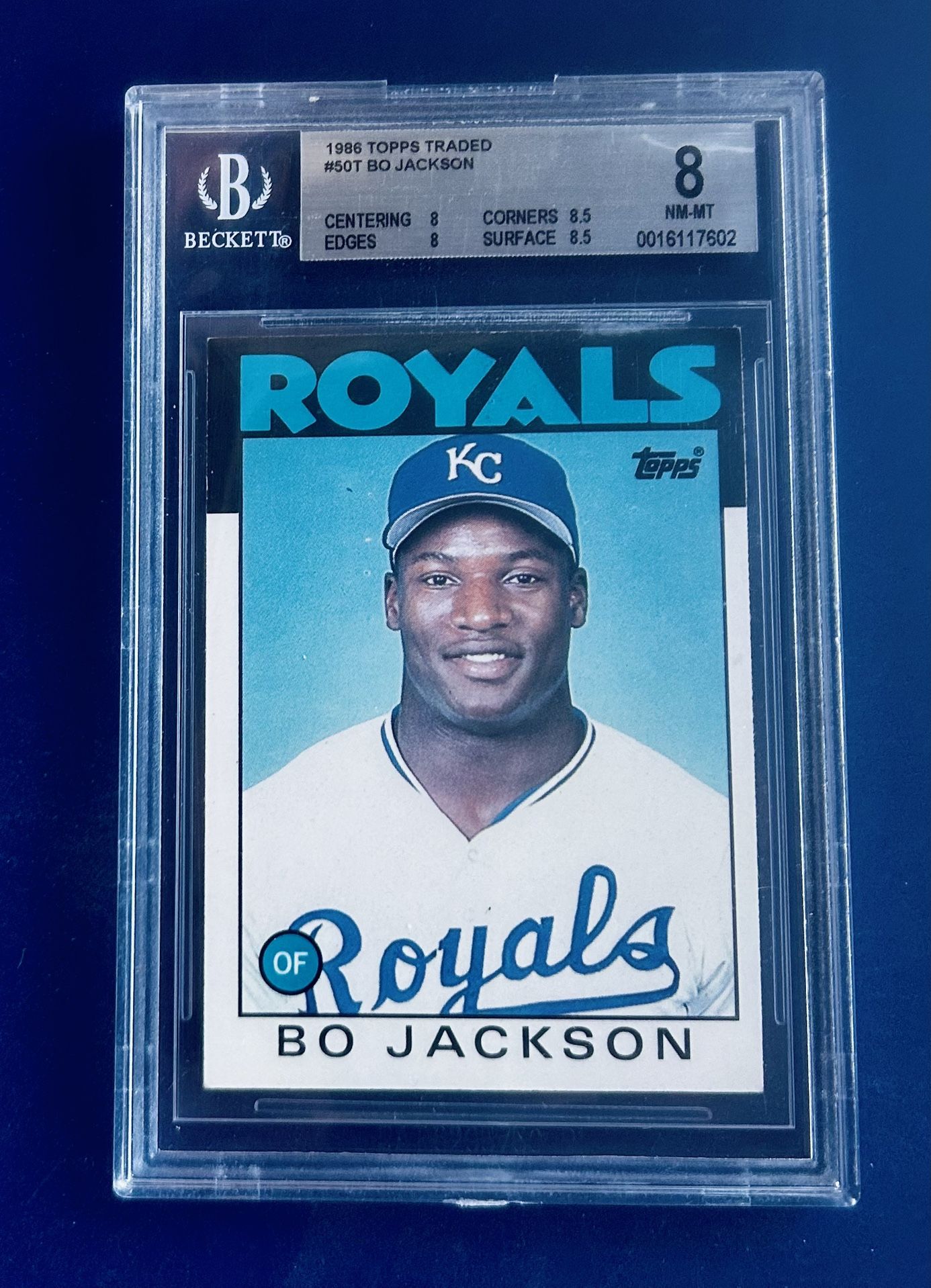 1986 Topps Bo Jackson Rookie Baseball Card Graded Beckett 8