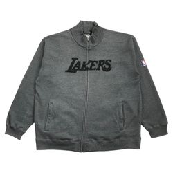 VINTAGE REEBOK LA LAKERS JACKET 2XL XXL GRAY KOBE 24 LEBRON LOS ANGELES FULL ZIP