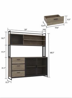 Rustic Buffet Cabinet with Hutch and Drawers