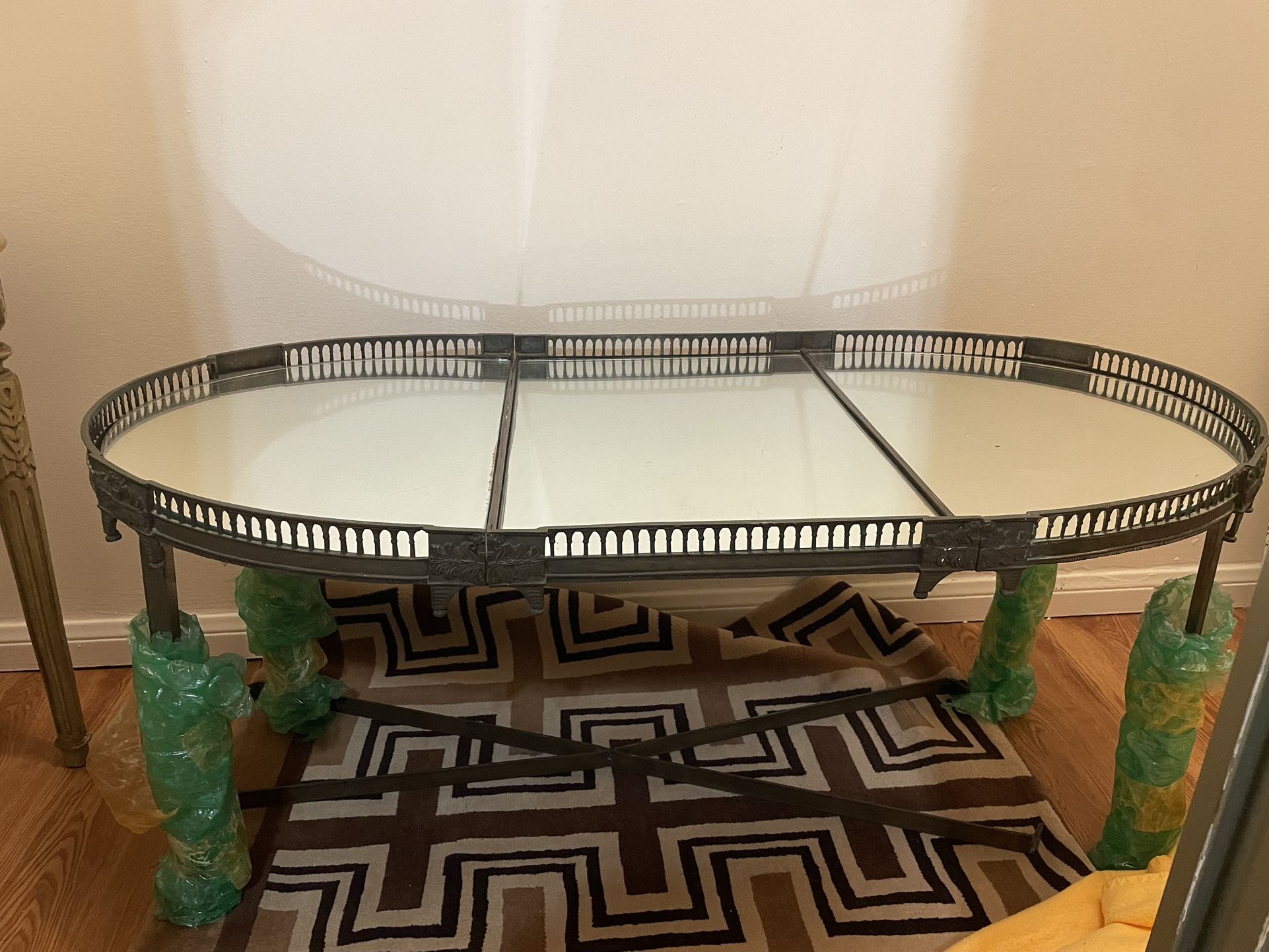 Antique Mirrored coffee Table - Metal Mirrored
