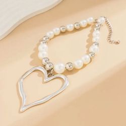 Art Deco Necklace - NEW - Silver And Pearl