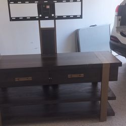Dark Wood TV. With Two Drawers