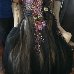 Iridescent black with sequins and rhinestone prom or any formal occasion long dress