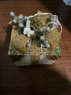 Christmas Silver And Gold Light Up Present