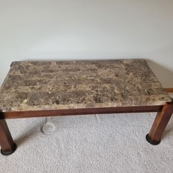 Marble Coffee Table Set - Brown