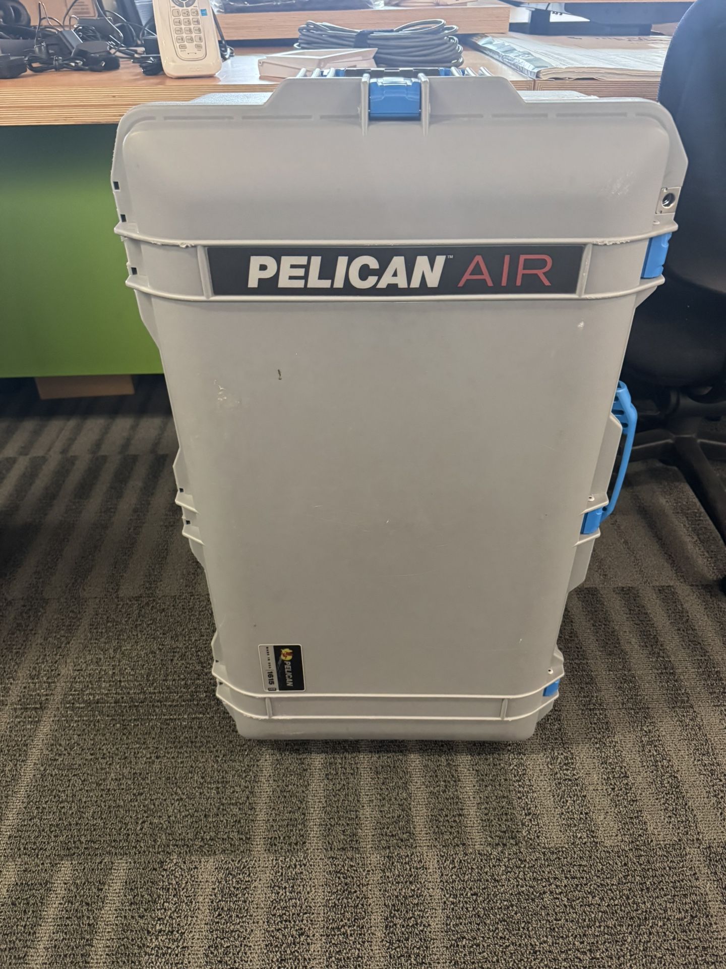 Pelican 1615 Light grey W/ Blue Handles And Latches