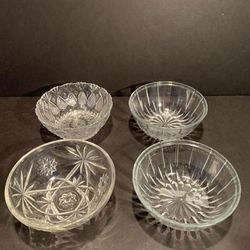 Vintage 4 Glass / Crystal Bowls different designs