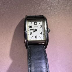 COACH 0241 Swiss Quartz Womens Stainless Tank Watch~Original Ostrich band