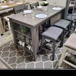 Brand New Dining Set Table, 2 Chairs & 2 Stools $499